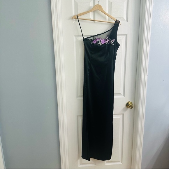 Vintage Y2K Formal Dress Prom Whimsigoth Black Embroidered Size Extra Small - Picture 4 of 8